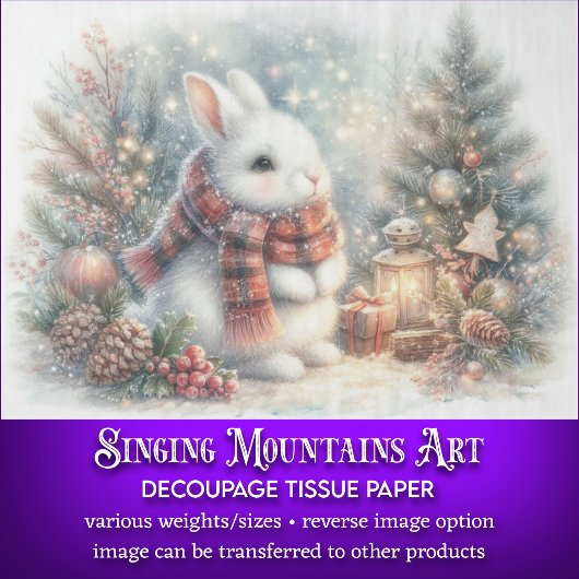 Whimsicale Winter Konijn Kerstboom Decoupage Tissuepapier