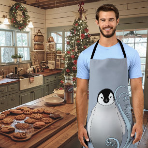 Whimsicale Winter Pinguïn Art Nouveau Sneeuwvlokke Schort
