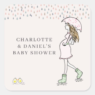 Whimsicale zwangere moeder baby shower sticker