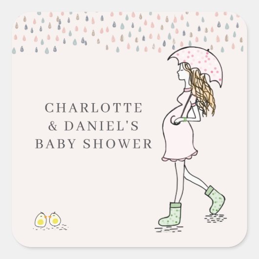 Whimsicale zwangere moeder baby shower sticker (Voorkant)