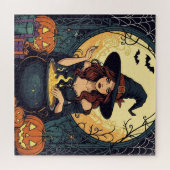 Whimsically Enchanting Witch With Spiders and Jack Legpuzzel (Horizontaal)