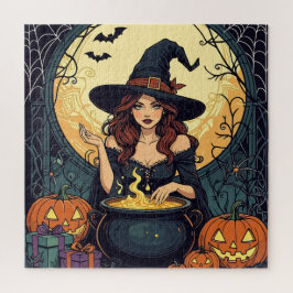 Whimsically Enchanting Witch With Spiders and Jack Legpuzzel