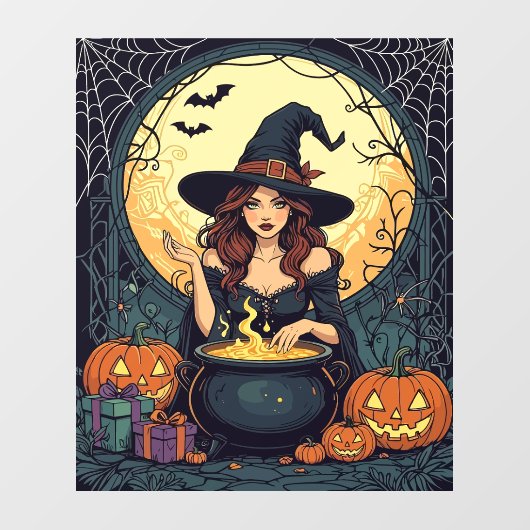 Whimsically Enchanting Witch With Spiders and Jack Raamsticker (Vel)