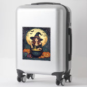 Whimsically Enchanting Witch With Spiders and Jack Sticker (Koffer)