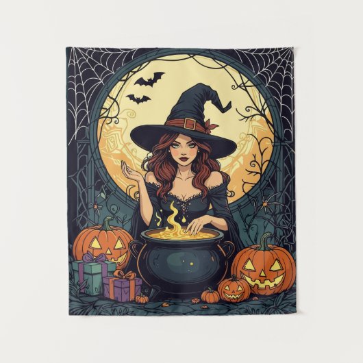 Whimsically Enchanting Witch With Spiders and Jack Wandkleed (Voorkant)