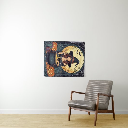 Whimsically Enchanting Witch With Spiders and Jack Wandkleed (In Situ (horizontaal))