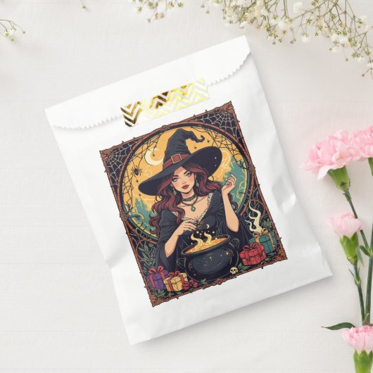 Whimsically Enchanting Witch With Spiders Bedankzakje (Gezegeld)