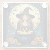 Whimsically Enchanting Witch With Spiders Glazen Onderzetter (Achterkant)