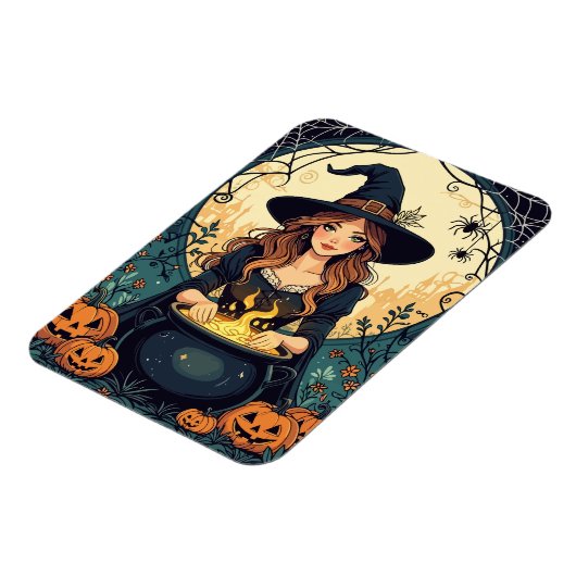 Whimsically Enchanting Witch With Spiders  Magneet (Linkerzijde)