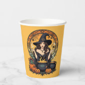 Whimsically Enchanting Witch With Spiders Papieren Bekers (Achterkant)
