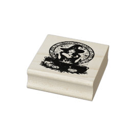 Whimsically Enchanting Witch With Spiders Rubberstempel