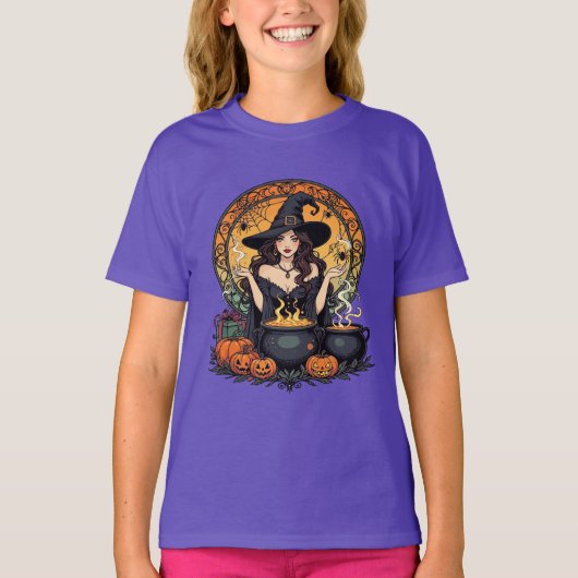 Whimsically Enchanting Witch With Spiders T-shirt (Voorkant)