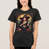 Whimsically Enchanting Witch With Spiders Tri-Blend Shirt (Voorkant)