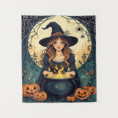 Whimsically Enchanting Witch With Spiders Wandkleed (Voorkant)