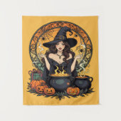 Whimsically Enchanting Witch With Spiders Wandkleed (Voorkant)