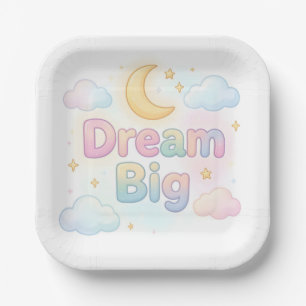 Whimsicite zachte pastel citaat op wit papieren bordje