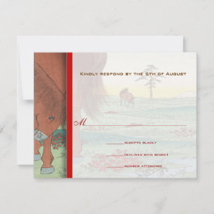 Whimsicla Horse Westerne Rustic Wedding Invitation Kaart