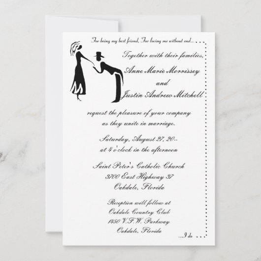 Whimsicle Couple SILHOUETTE Wedding Invitting Kaart (Voorkant)