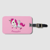 Whimsicle Flying Unicorn Pegasus Rainbow Horn Bagagelabel (Voorkant (horizontaal))