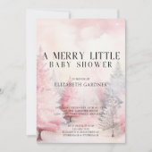 Whimsicle roze winterbomen waterverf baby shower kaart (Voorkant)