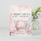 Whimsicle roze winterbomen waterverf baby shower kaart (Staand voorkant)