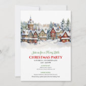 Whimsiek feestelijke stads kerstscène viering kaart (Voorkant)