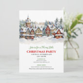 Whimsiek feestelijke stads kerstscène viering kaart (Staand voorkant)
