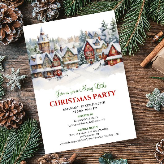 Whimsiek feestelijke stads kerstscène viering kaart