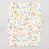 Whimsiek funky handgetekend pastel trouwmenu menu (Achterkant)