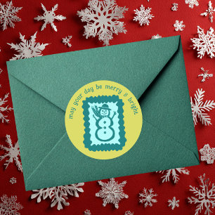 Whimsiek Kerstmis Stempel Cute Aangepaste Merry Br Ronde Sticker