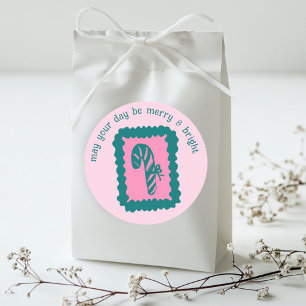 Whimsiek Kerstzegel Cute Aangepaste Merry Bright Ronde Sticker