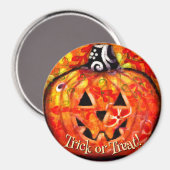 Whimsieke Abstract Jack O Lantern Persoonlijk Magneet (Voorkant / Achterkant)