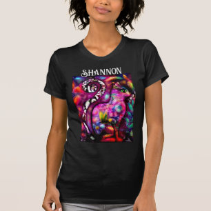 Whimsieke Abstracte Kitty Kat Bloemige Gepersonali T-shirt