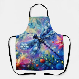 Whimsieke Abstracte Libelle Bloemrijk Teal Blauw R Schort