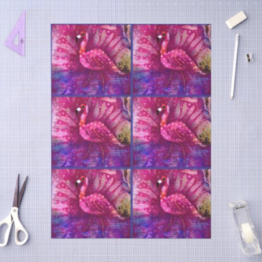 Whimsieke Abstracte Roze Flamingo Decoupage Tissuepapier (Craft)