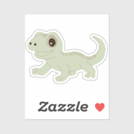 Whimsieke Cartoon Gecko Sticker Salie Groen
