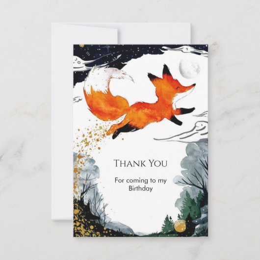 Whimsieke Fun Vos Verjaardag Bedankkaart (Voorkant)
