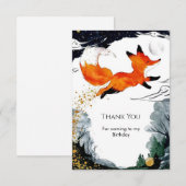 Whimsieke Fun Vos Verjaardag Bedankkaart (Voorkant / Achterkant)