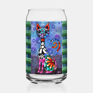 Whimsieke Grote-Ogen Funky Kitty Kat Abstract Blikvorm Glas