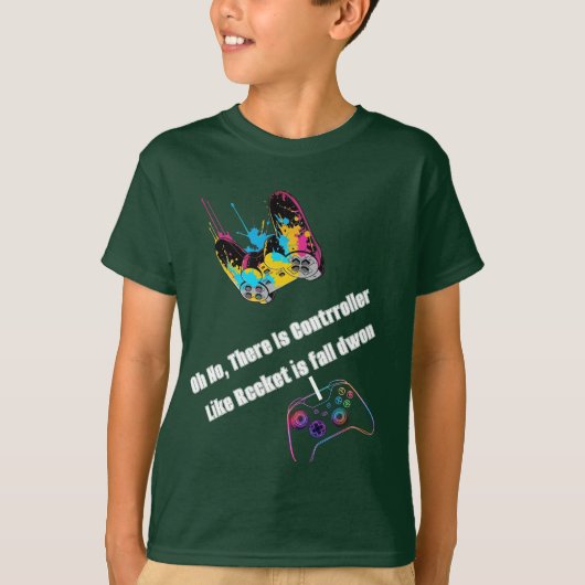Whimsieke Neon Raket Controller Grafische T-Shirt (Voorkant)