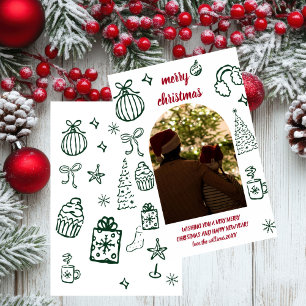 Whimsieke Retro Kerst Arch Foto Vakantiebord Kaart