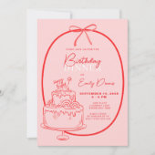 Whimsieke Retro Rand Verjaardagsdiner Kaart (Voorkant)