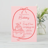 Whimsieke Retro Rand Verjaardagsdiner Kaart (Staand voorkant)