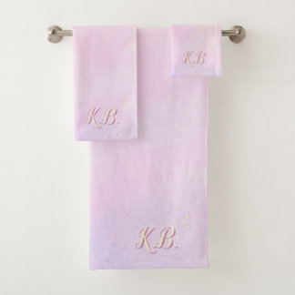 Whimsieke Roze Watergekleurde Essentiële Spullen v Bad Handdoek