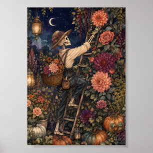 Whimsieke Tuinman Skelet Herfst Whimsigoth Kunst Poster