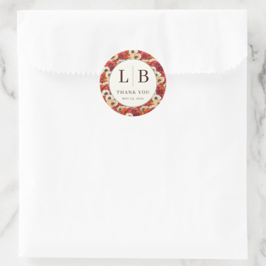 Whimsieke warme bloemendankbaarheid ronde sticker (Tas)