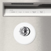 Whimsigoth Aquarel Sun Moon Witchy Classic Magneet (Insitu (Vaatwasser))