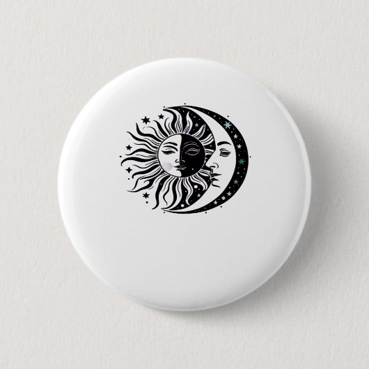 Whimsigoth Aquarel Sun Moon Witchy Classic Ronde Button 5,7 Cm (Voorkant)