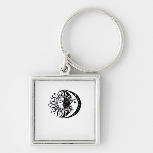 Whimsigoth Aquarel Sun Moon Witchy Classic Sleutelhanger (Voorkant)