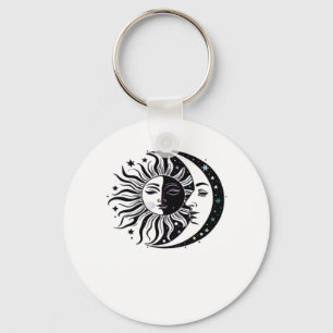 Whimsigoth Aquarel Sun Moon Witchy Classic Sleutelhanger